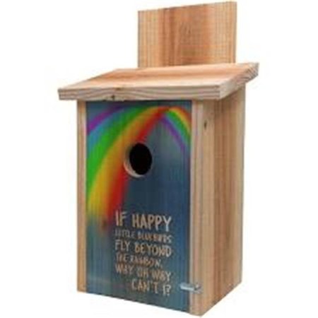 S&K S&K BBHC-4 Decorative Rainbow Design on Cedar Blue Bird House BBHC-4